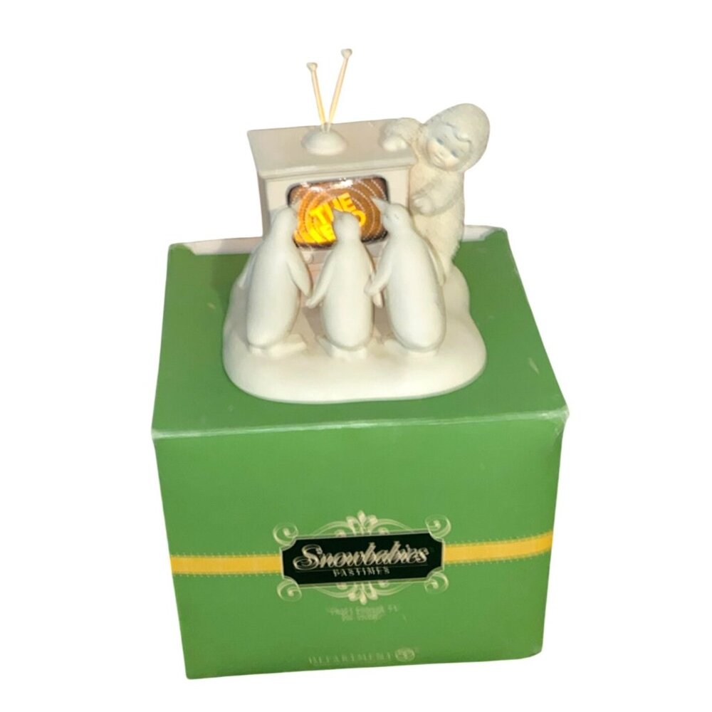 Snowbabies "Thats Enough TV For Today!" Figurine With Penguins By Kristi Jensen